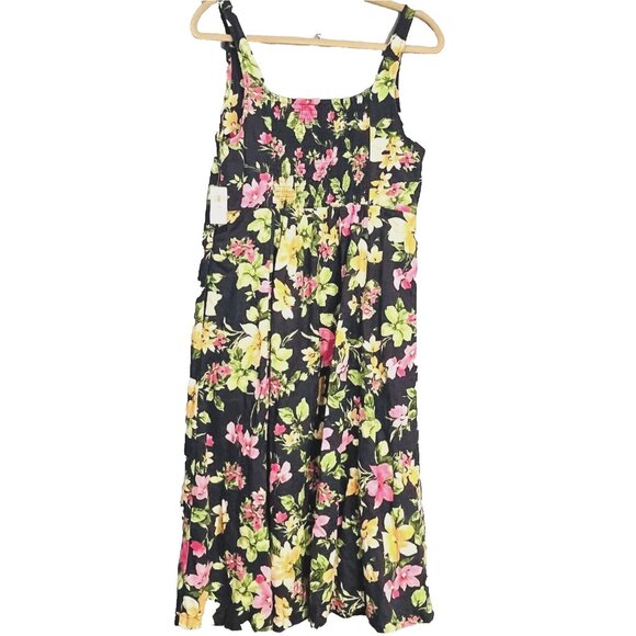 NWT Old Navy Linen Rayon Midi Dress L Petite Boho Cottage‎ Coastal Prairie - Picture 3 of 16